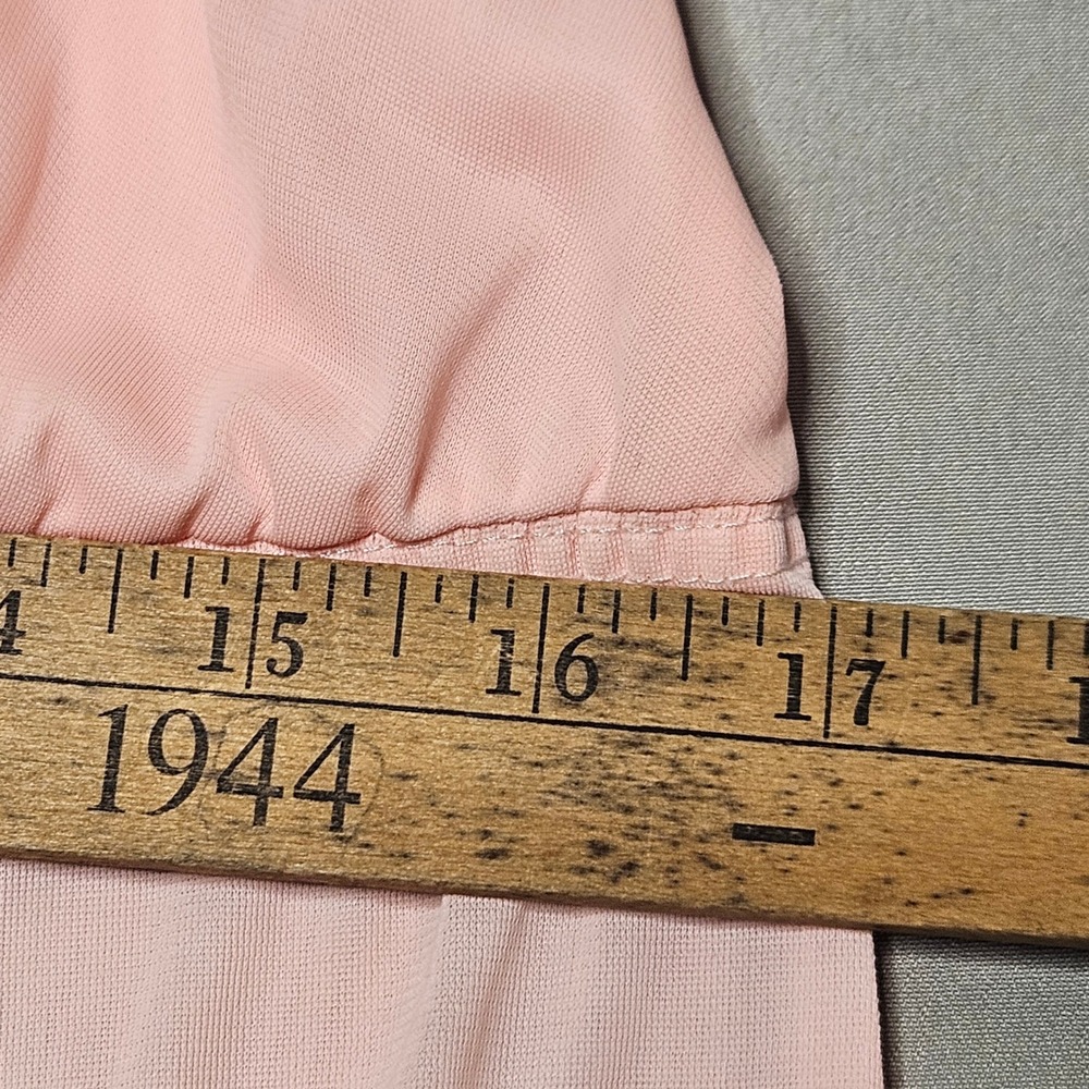 Vintage Nightgown Womens Medium Pink 100 Nylon Sheer Empire Waist V-Neck Long - Picture 9 of 11